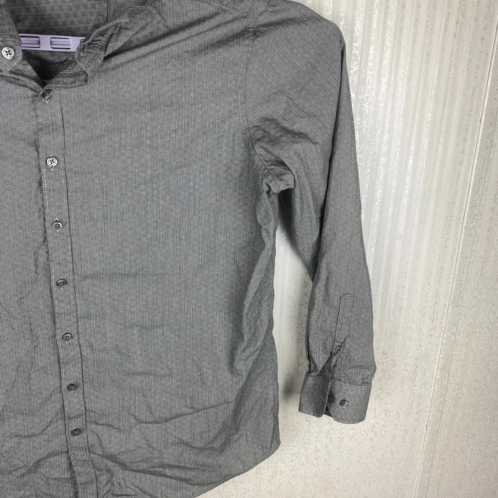 Marc Anthony Mens Gray Slim Fit Everyday Comfort Button Up Collared‎ Shirt Sz XL